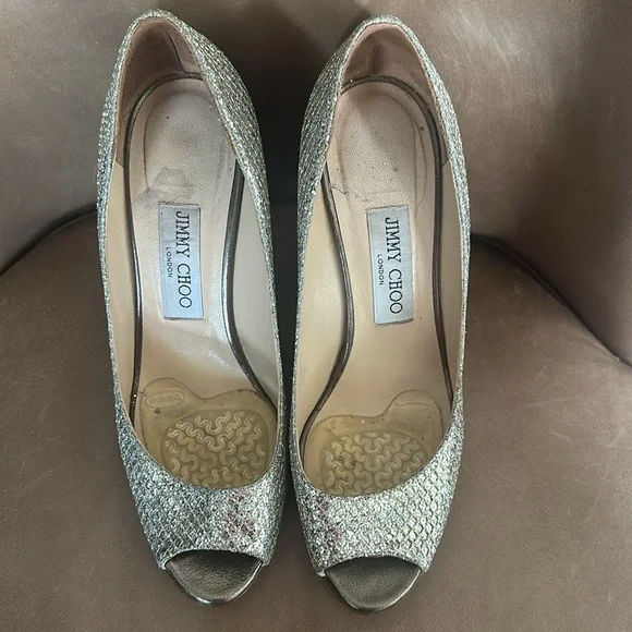 JIMMY CHOO BELLO GLITTER WEDGES - Picture 5 of 7